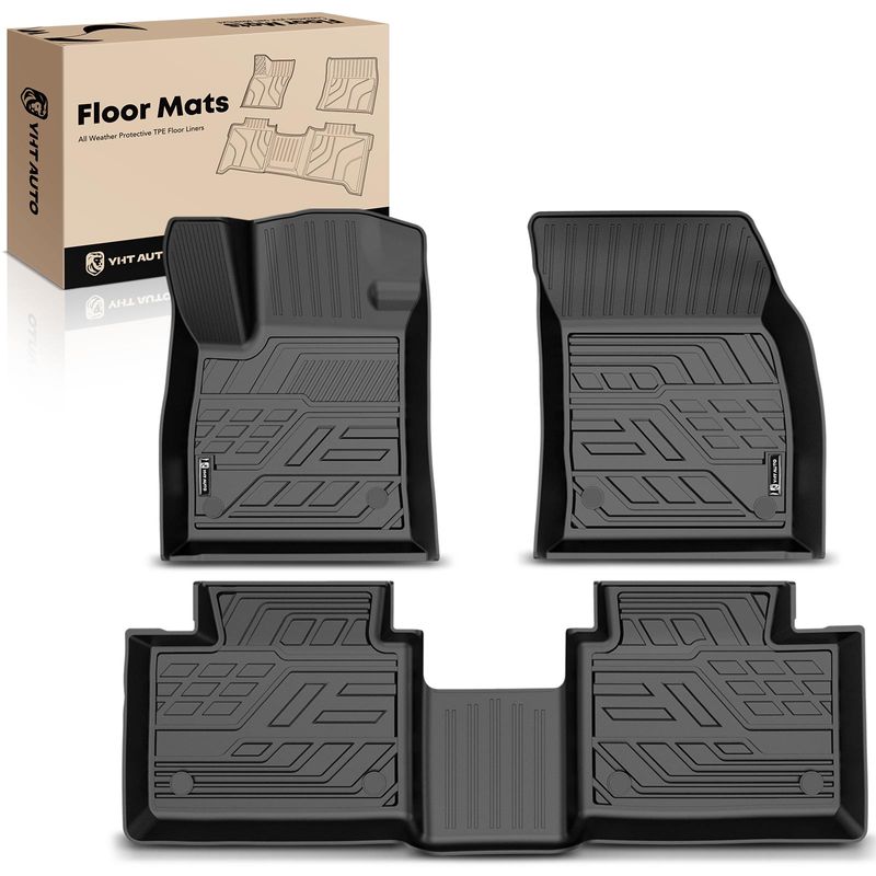 3 Pcs Front & Rear Black TPE textured Floor Mats Liners for 2022 Ford F-150