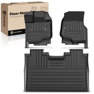 3 Pcs Front & Rear Black TPE textured Floor Mats Liners for Ford F-150 2015-2023 Super Crew Cab