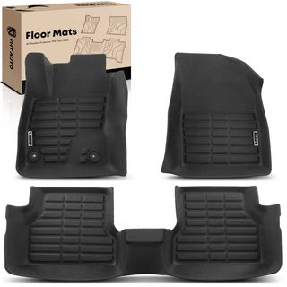 3 Pcs Front & Rear Black Floor Mats Liners for Ford Focus 2012-2018