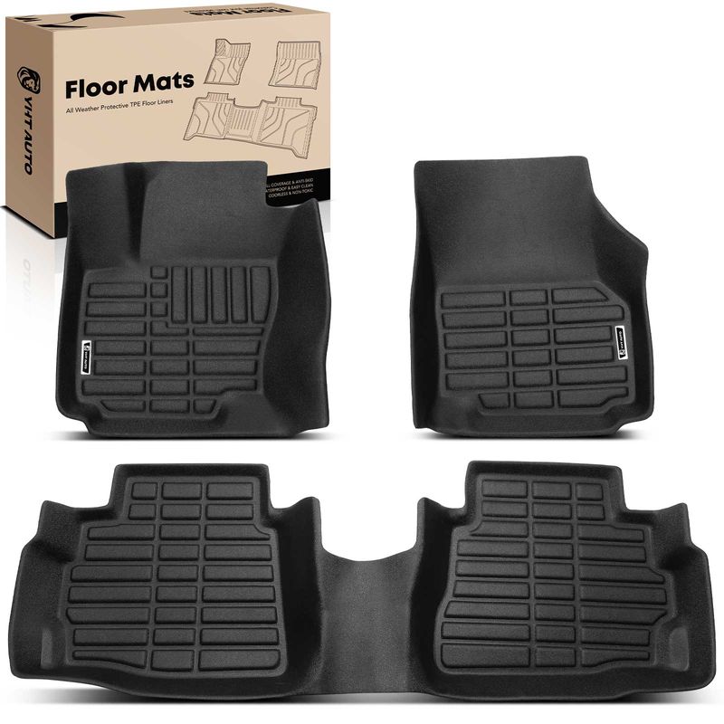 3 Pcs Front & Rear Black Floor Mats Liners for 2007 Ford Mondeo