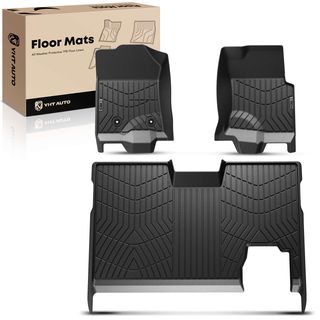 3 Pcs Front & Rear TPE textured Floor Mats Liners for Ford F-150 2010-2014 Extended Cab