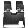  3 Pcs Front & Rear Black Floor Mats Liners for 2012 Ford F-150