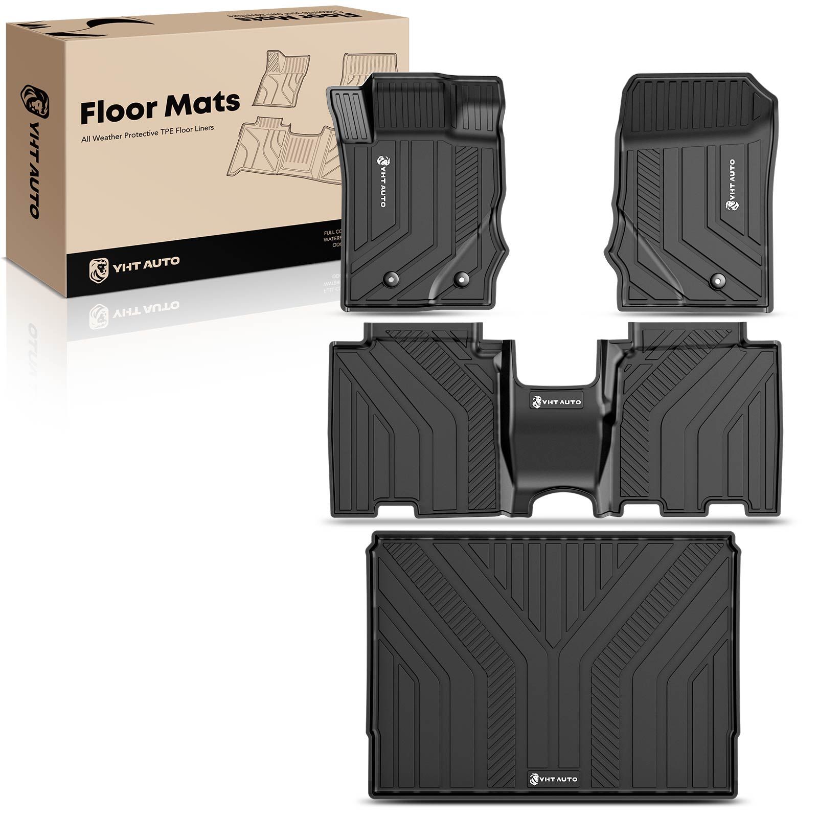 4 Pcs Front & Rear Black TPE textured Floor Mats Liners for 2021-2023 Ford Bronco