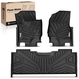 3 Pcs Front & Rear Black TPE textured Floor Mats Liners for Ford F-250 Super Duty 2017-2022