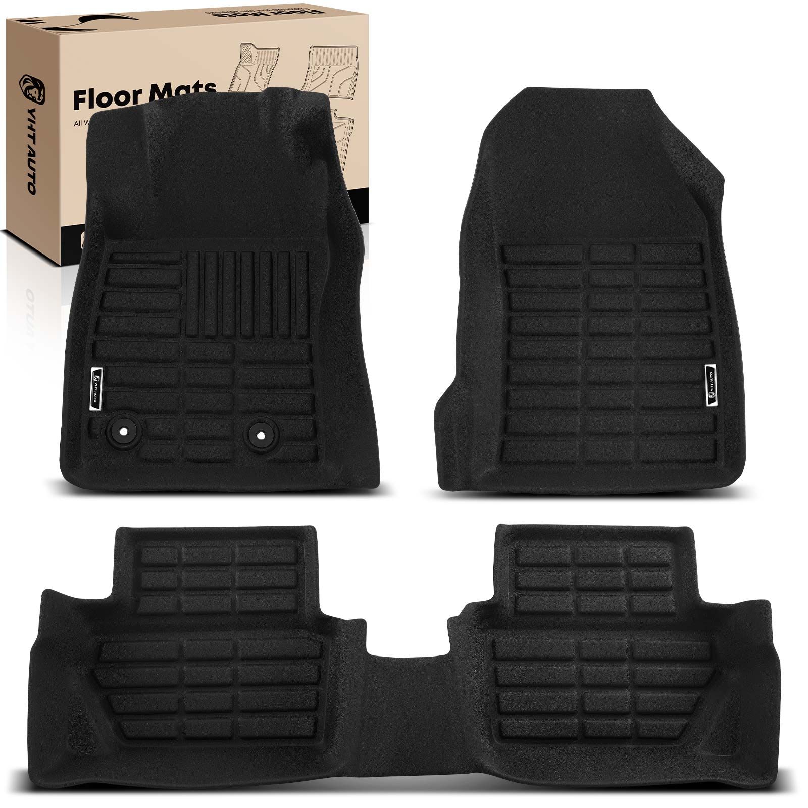 3 Pcs Front & Rear Black Floor Mats Liners for Ford EcoSport 2011-2017 SUV