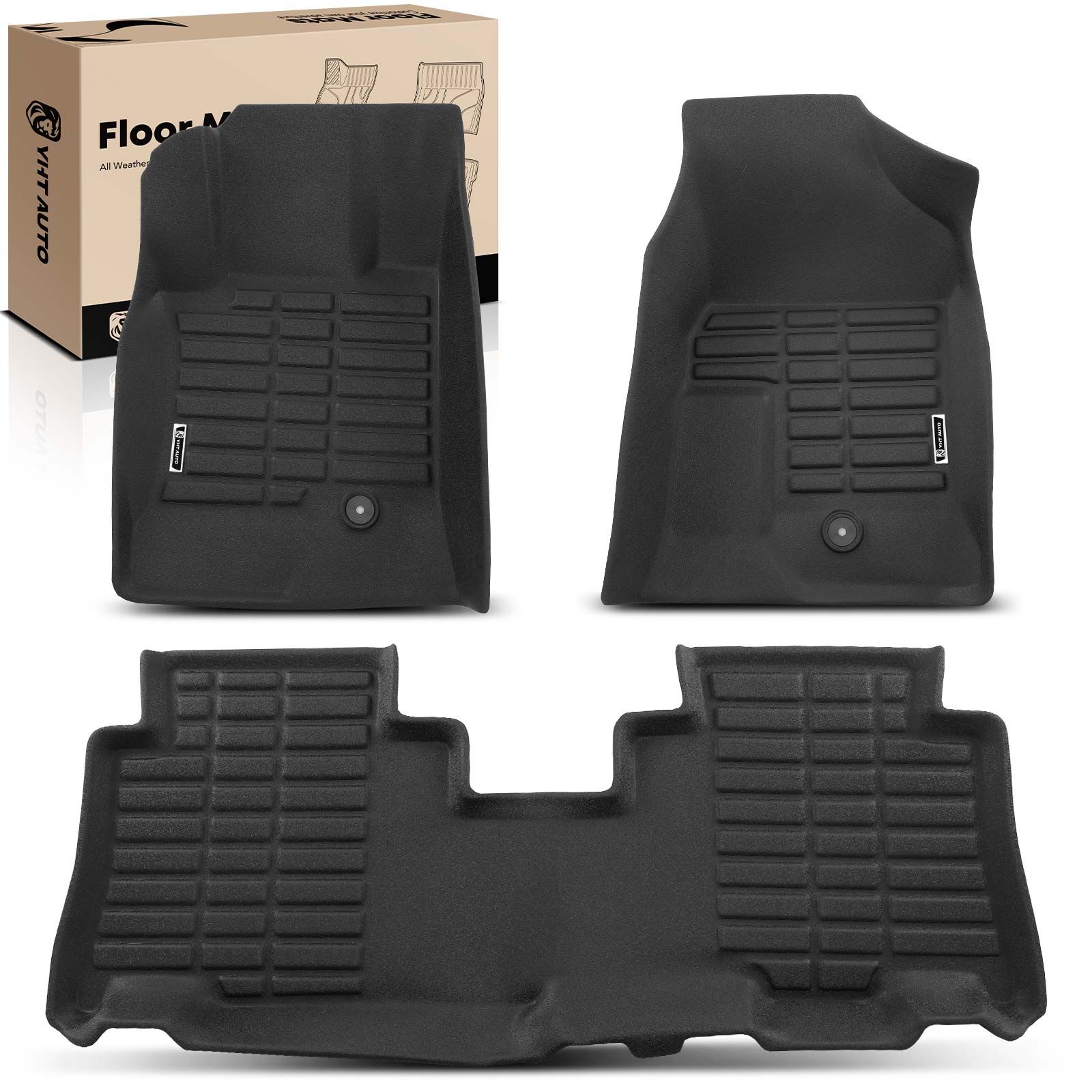 3 Pcs Front & Rear Black Floor Mats Liners for 2015 Chevrolet Captiva Sport