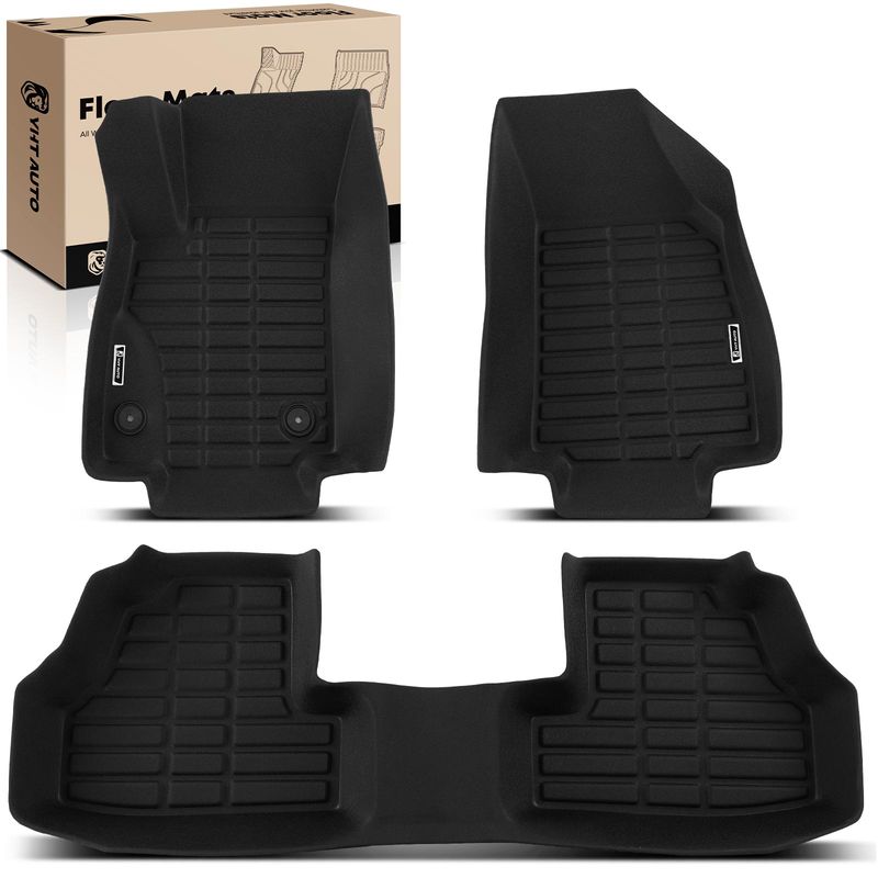 3 Pcs Front & Rear Black Floor Mats Liners for 2016 Buick Encore