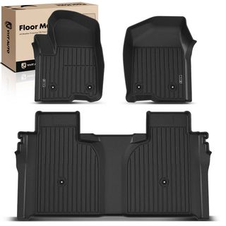 3 Pcs Front & Rear Black TPE textured Floor Mats Liners for Chevy Silverado 1500 19-24 GMC