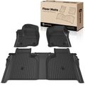 3 Pcs Front & Rear Black TPE textured Floor Mats Liners for 2024 Chevrolet Silverado 3500 HD