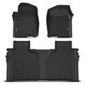 3 Pcs Front & Rear Black TPE textured Floor Mats Liners for 2024 Chevrolet Silverado 3500 HD