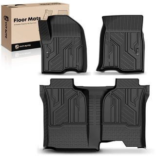 3 Pcs Front & Rear Black TPE textured Floor Mats Liners for Chevrolet Silverado GMC Sierra 1500