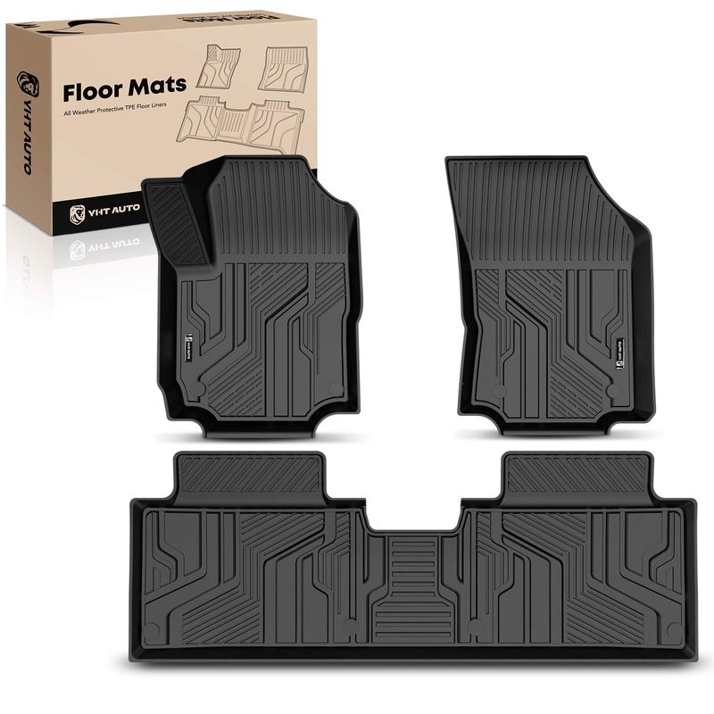 3 Pcs Front & Rear Black TPE textured Floor Mats Liners for 2019 Chevrolet Equinox