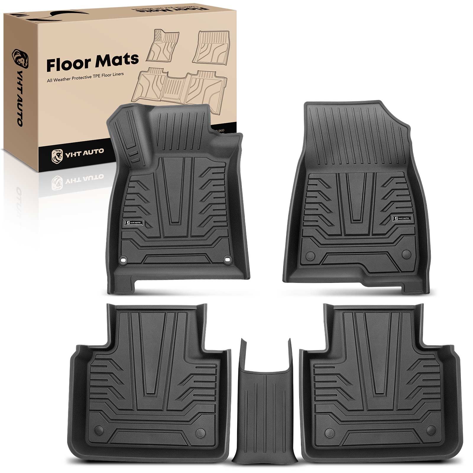 5 Pcs Front & Rear Black TPE textured Floor Mats Liners for 2020 Honda Accord