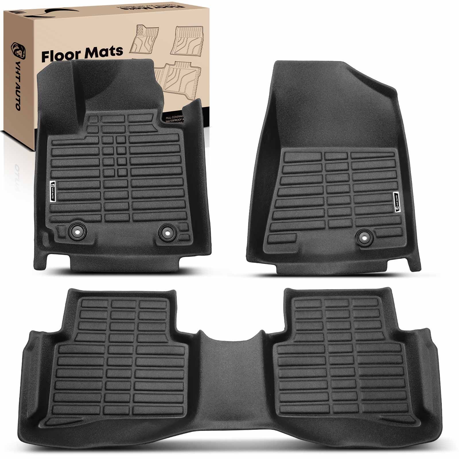 3 Pcs Front & Rear Black Floor Mats Liners for 2017 Hyundai Tucson