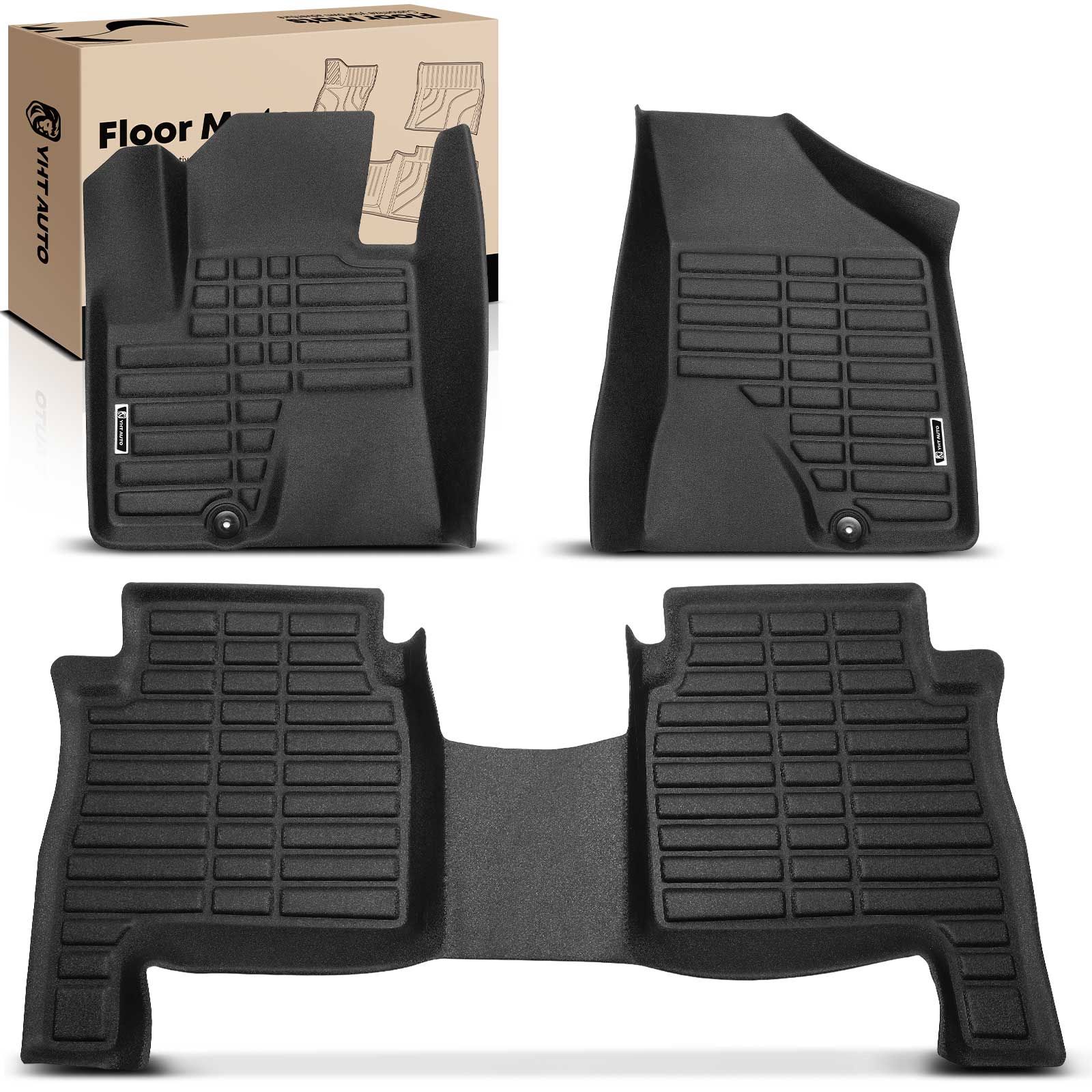 3 Pcs Front & Rear Black Floor Mats Liners for 2010 Hyundai Santa Fe