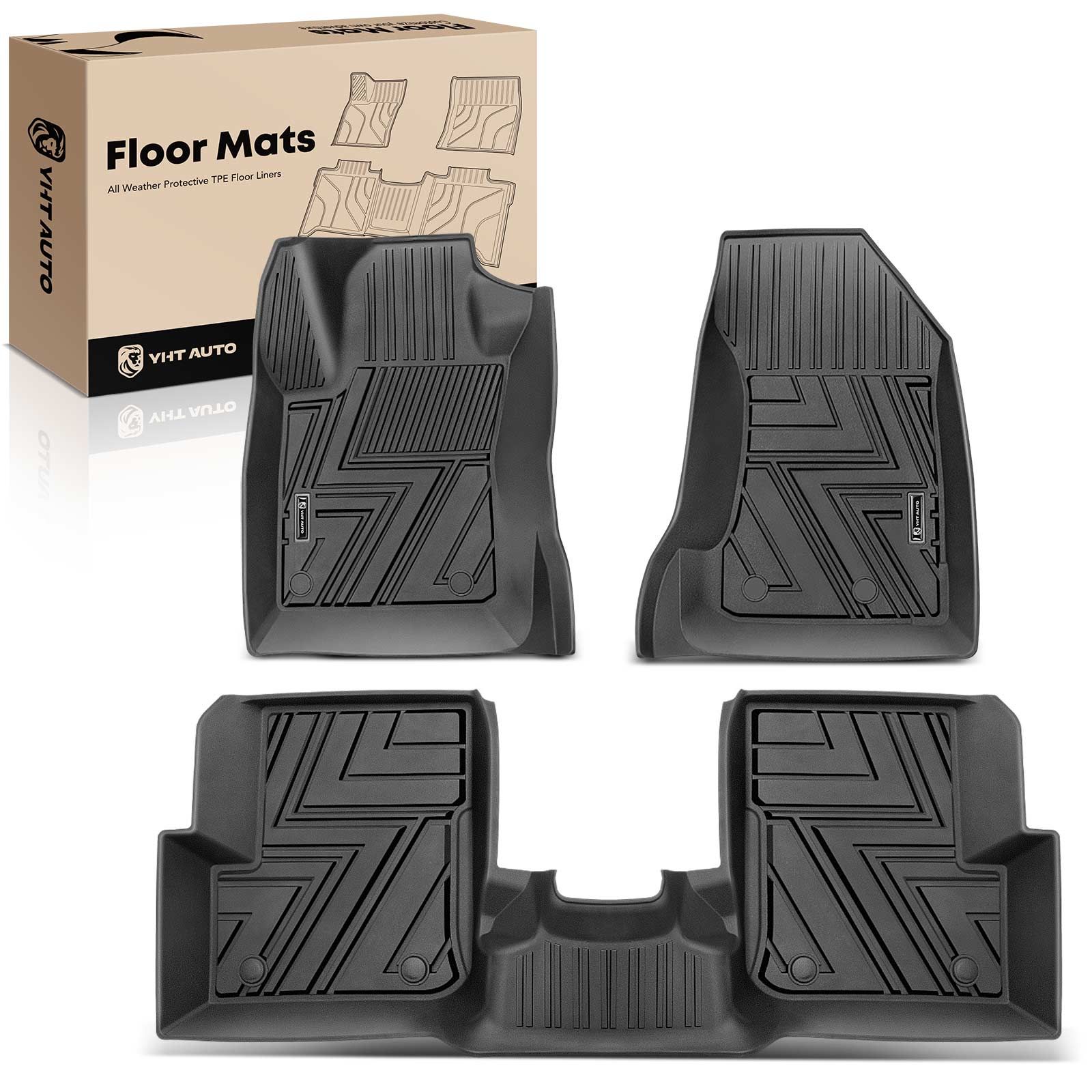 3 Pcs Front & Rear Black TPE textured Floor Mats Liners for 2017 Jeep Renegade