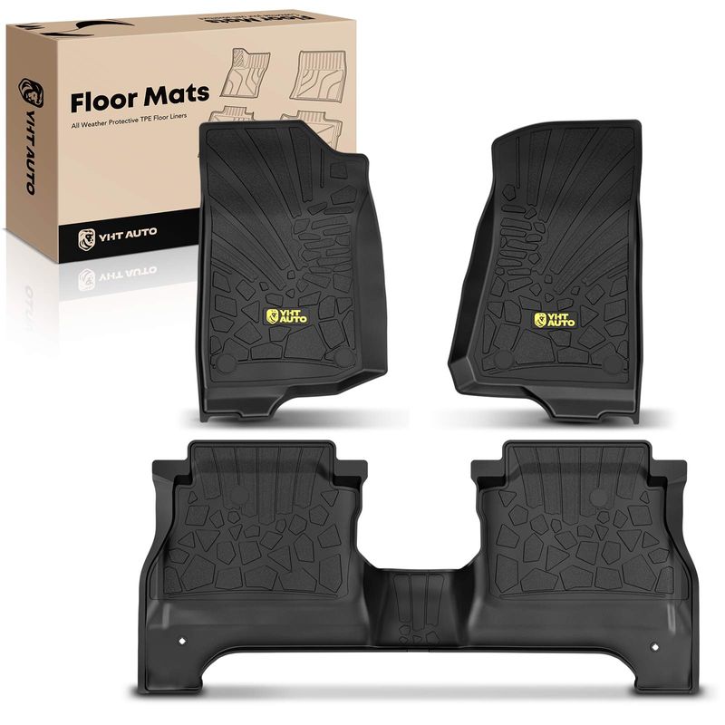 3 Pcs Front & Rear Black TPE textured Floor Mats Liners for 2021 Jeep Gladiator