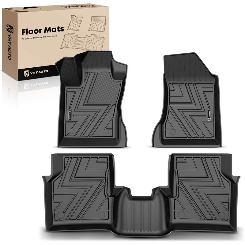 3 Pcs Front & Rear Black TPE textured Floor Mats Liners for 2020 Jeep Compass