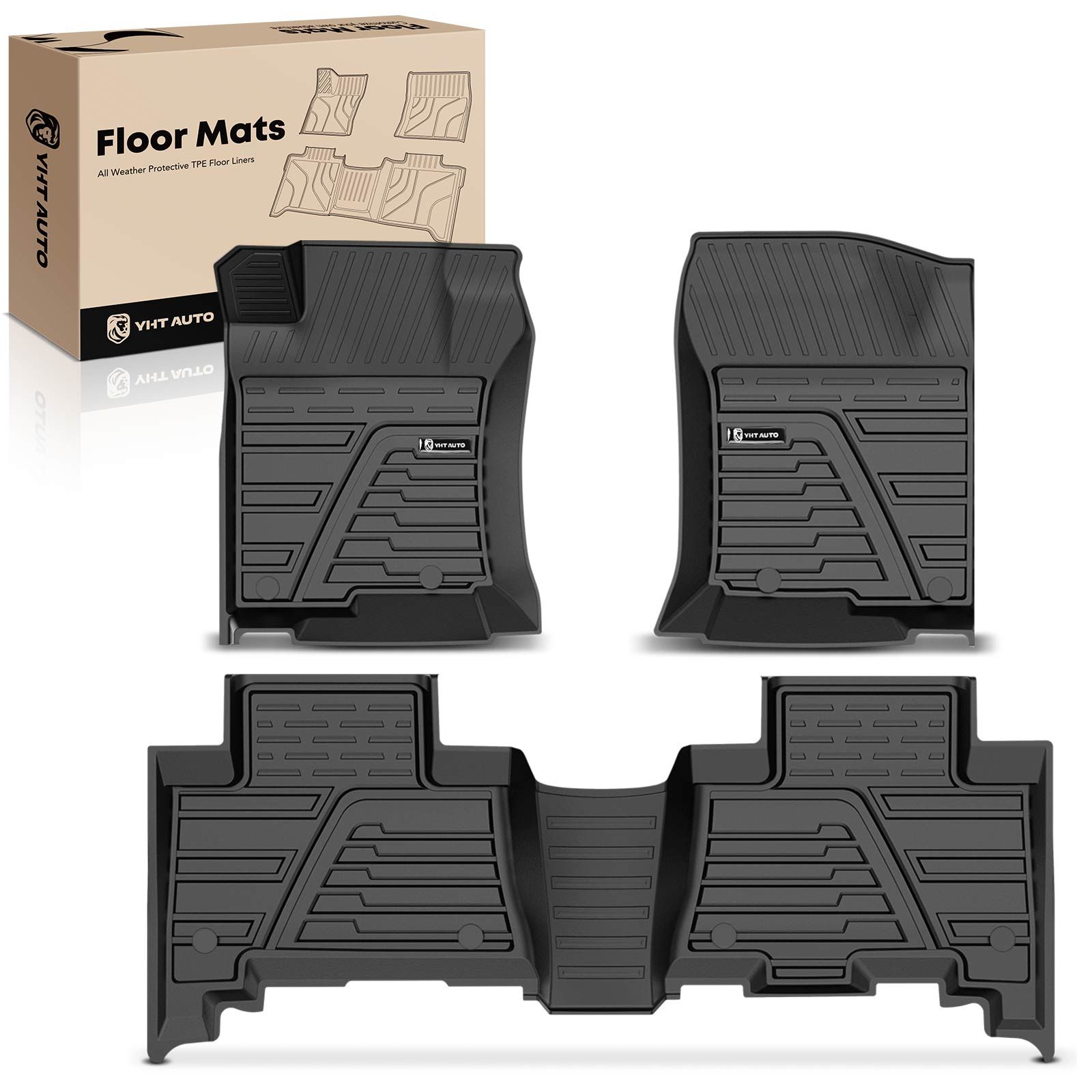 3 Pcs Front & Rear Black TPE textured Floor Mats Liners for 2016 Lexus GX460