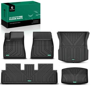 5 Pcs Front & Rear Black TPE textured Floor Mats Liners for Tesla Model 3 Highland 2024-Up