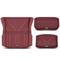 3 Pcs Front & Rear Red TPE textured Floor Mats Liners for Tesla Model 3 2024-Up Sedan