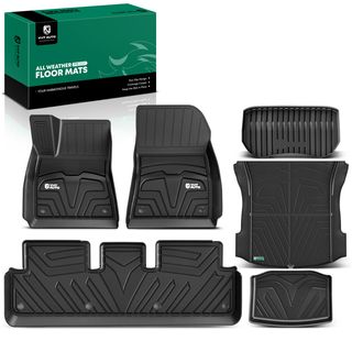 6 Pcs Front & Rear Black TPE textured Floor Mats Liners for Tesla Model 3 2021-2023 Sedan