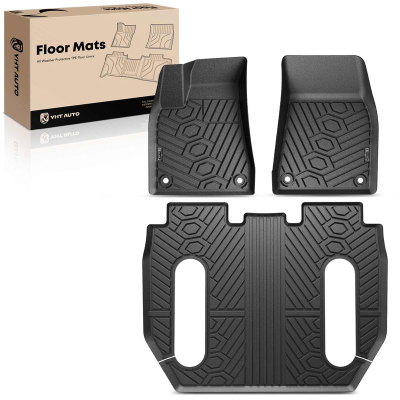 3 Pcs Front & Rear TPE textured Floor Mats Liners for 2019 Tesla X