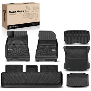 6 Pcs Front & Rear Black TPE textured Floor Mats Liners for Tesla Model 3 21-23 Sedan