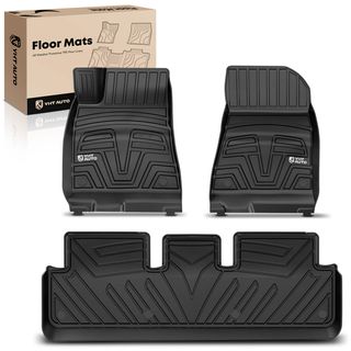 3 Pcs Front & Rear Black TPE textured Floor Mats Liners for Tesla Model 3 2021-2023 Sedan