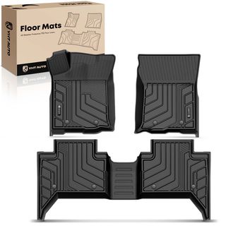 3 Pcs Front & Rear Black TPE textured Floor Mats Liners for Toyota Tacoma 2016-2023 Double Cab