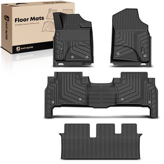 4 Pcs Front & Rear Black TPE textured Floor Mats Liners for Toyota Land Cruiser 10-20 SUV 7-Seats