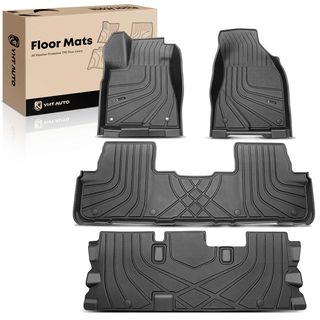 4 Pcs Front & Rear Black TPE textured Floor Mats Liners for Toyota Highlander 2014-2019 7-Seats