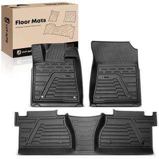 3 Pcs Front & Rear Black TPE textured Floor Mats Liners for Toyota Tundra CrewMax Double Cab
