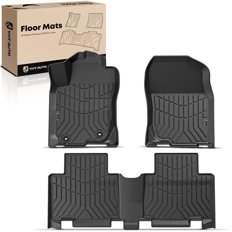 3 Pcs Front & Rear Black TPE textured Floor Mats Liners for 2015 Toyota RAV4