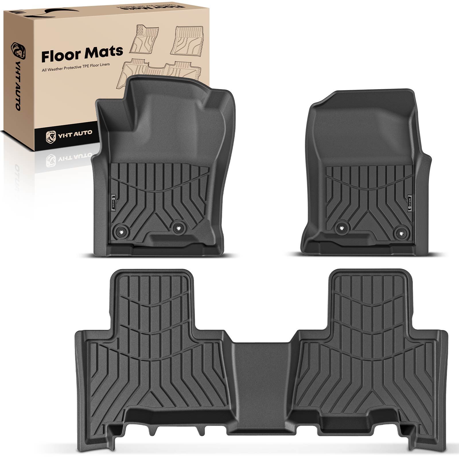 3 Pcs Front & Rear Black TPE textured Floor Mats Liners for 2017 Lexus GX460