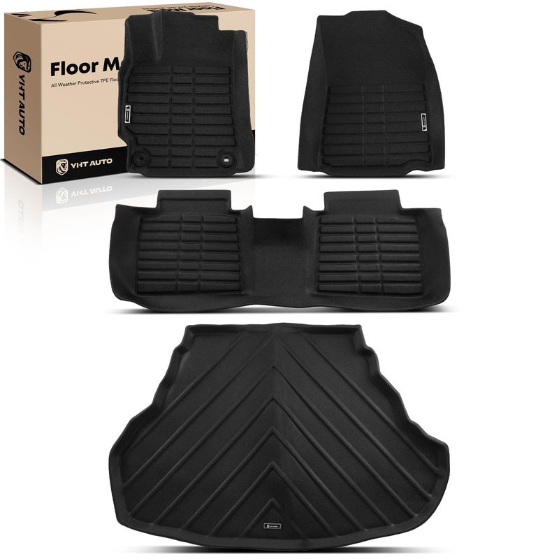 4 Pcs Front & Rear Black Floor Mats Trunk Cargo Liners for 2017 Toyota Camry