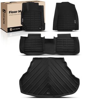 4 Pcs Front & Rear Black Floor Mats Trunk Cargo Liners for Toyota Camry 2012-2017