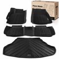 4 Pcs Front & Rear Black Floor Mats Trunk Cargo Liners for 2017 Toyota Camry