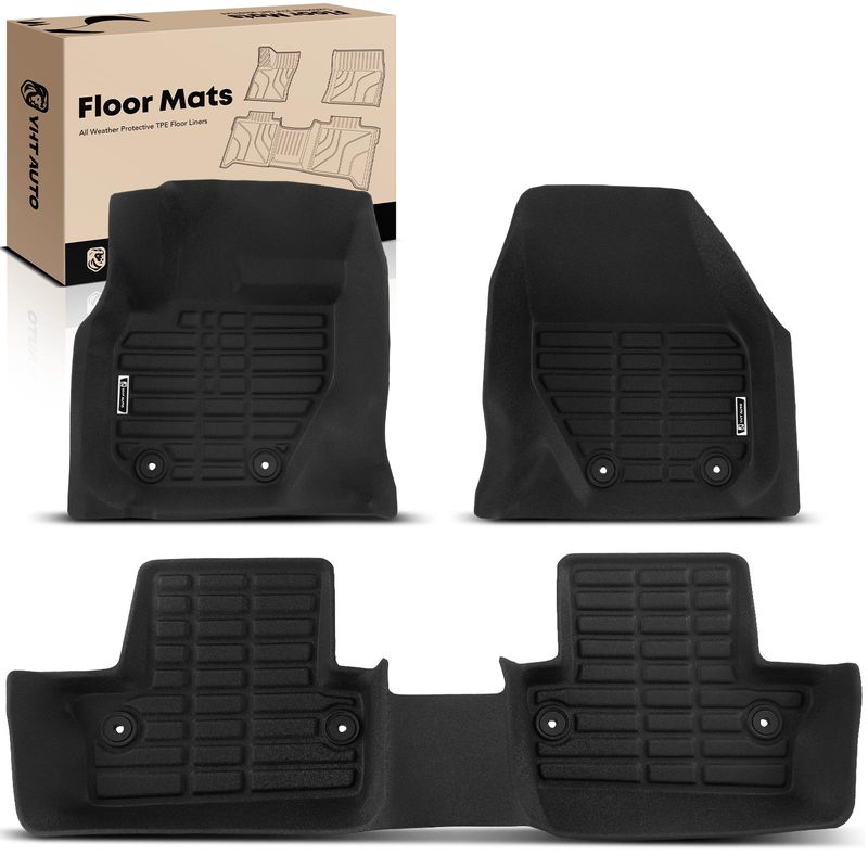 3 Pcs Front & Rear Black Floor Mats Liners for 2017 Volvo V60