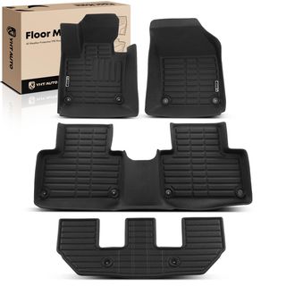 4 Pcs Front & Rear Black Floor Mats Liners for Volvo XC90 2016-2025 GAS MHEV 7-Seat