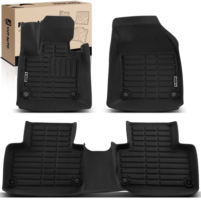 3 Pcs Front & Rear Black Floor Mats Liners for 2016 Volvo XC90