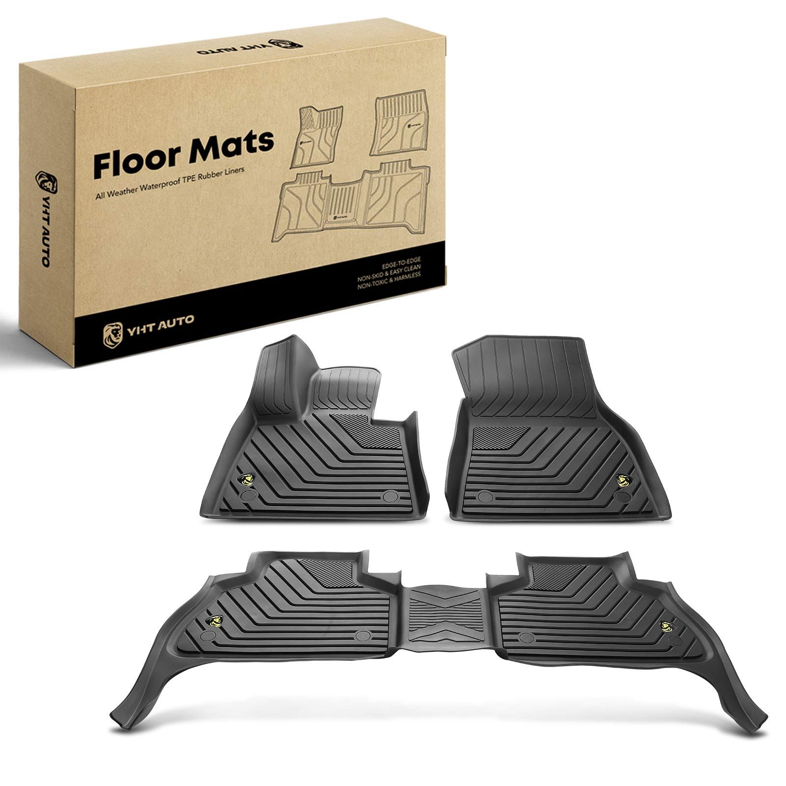 3 Pcs Front & Rear Black TPE textured Floor Mats Liners for 2023 BMW X5