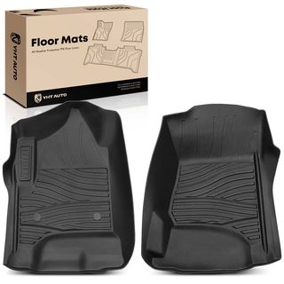 2 Pcs Front Black TPE textured Floor Mats for Chevy Silverado 1500 GMC Sierra 1500 2014-2018