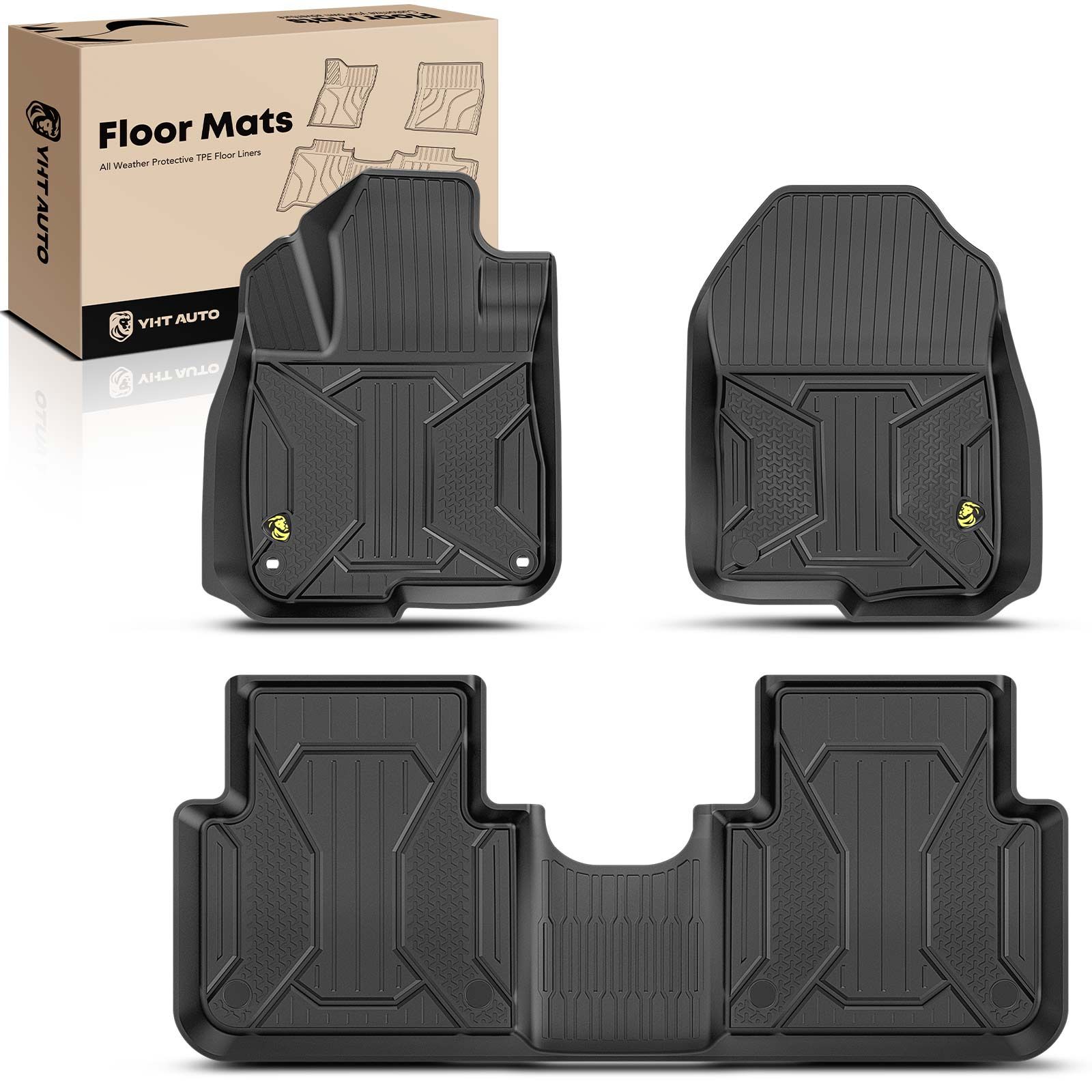 3 Pcs Front & Rear Black TPE textured Floor Mats Liners for Honda CR-V 2017-2022  1st 2nd Row