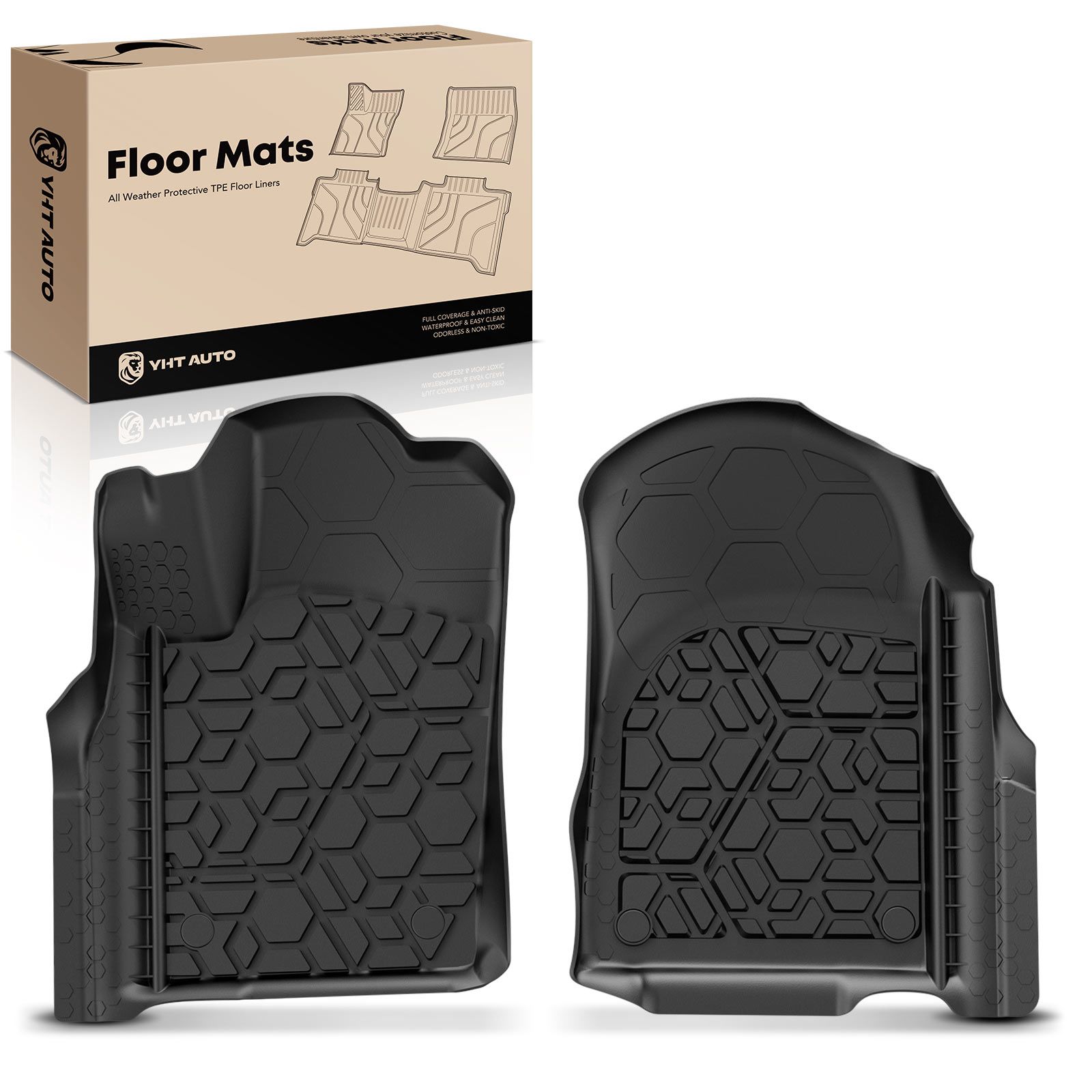 2 Pcs Front Black TPE textured Floor Mats Liners for 2017 Jeep Grand Cherokee