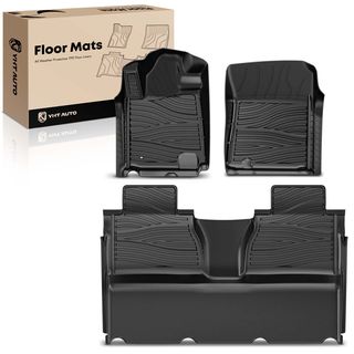 3 Pcs Front & Rear Black TPE textured Floor Mats Liners for Toyota Tundra 2012-2014 Crew Cab