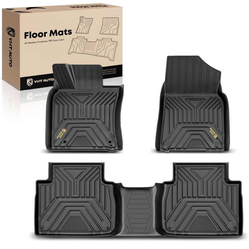 3 Pcs Front & Rear Black TPE textured Floor Mats Liners for 2018 Toyota Camry