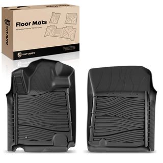 2 Pcs Front Black TPE textured Floor Mats Liners for Toyota Tundra 2012-2021