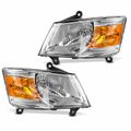 2 Pcs Clear Chrome Front Halogen Headlights Assembly for 2010 Dodge Grand Caravan