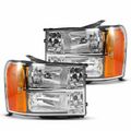 2 Pcs Clear Black Front Halogen Headlights Assembly for GMC Sierra 1500 07-13